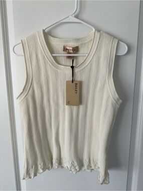 Bailey 44 Ribbed Scallop-Hem Tank Top in Cream